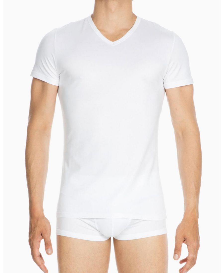 

Мужская футболка с V-образным вырезом HOM USA, White, Белый, Мужская футболка с V-образным вырезом HOM USA, White