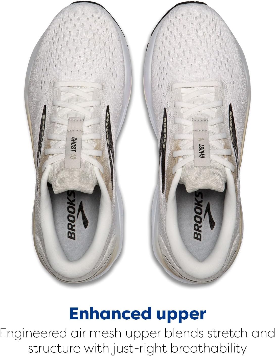 Мужские нейтральные беговые кроссовки Brooks Ghost 16, белый/розовый/кремовый — фото 4