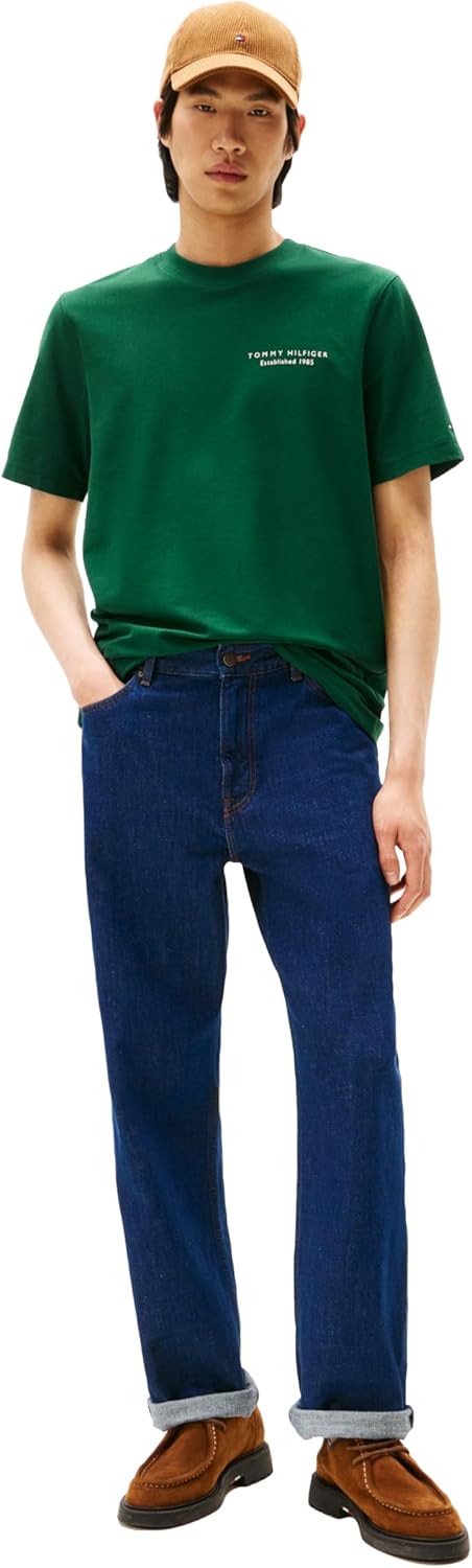 Мужские хлопковые футболки Tommy Hilfiger с коротким рукавом и фотопринтами, Ornamental Green — фото 3