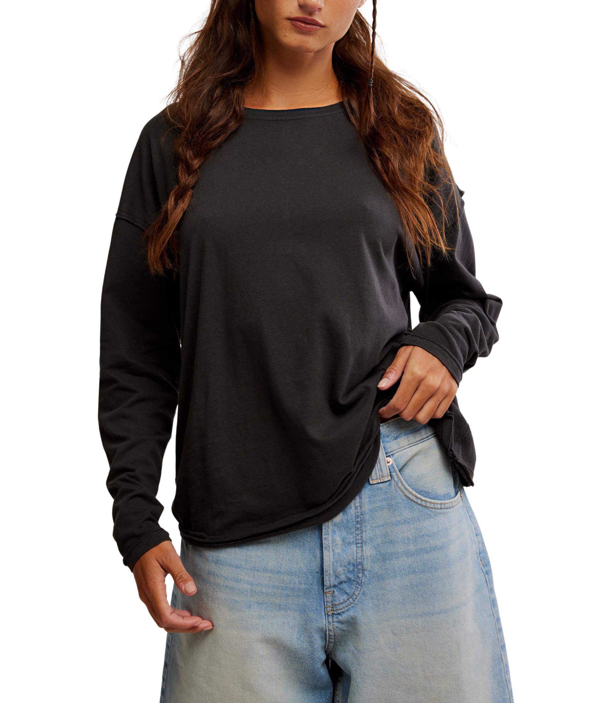 

Футболка Free People Nina Tee Long, черный