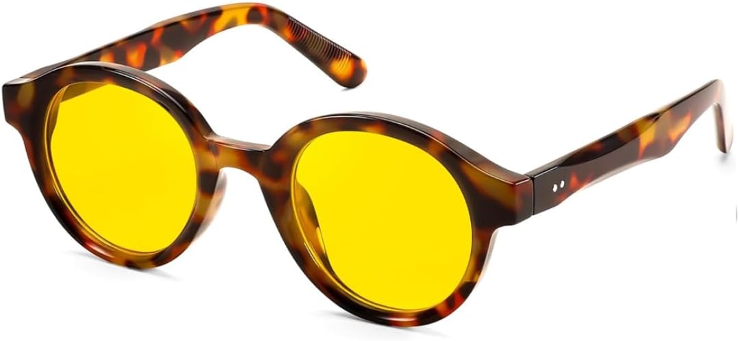 

Солнцезащитные очки с защитой UV400 | Круглые заклепки, градиентная расцветка | Для женщин и мужчин, для занятий спортом на открытом воздухе и вождения DSVIGF, Leopard Yellow