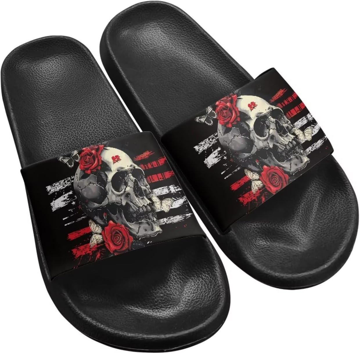 

Мужские шлепанцы Twousenru Cloud Pillow, удобные, толстые, противоскользящие, легкие, для дома, улицы и душа, размер США 6-11, American Flag Skull