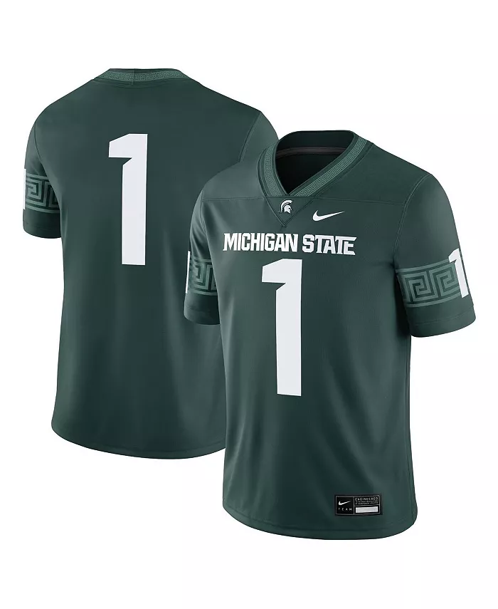 

Мужская игровая футболка Michigan State Spartans №1 зеленого цвета Nike