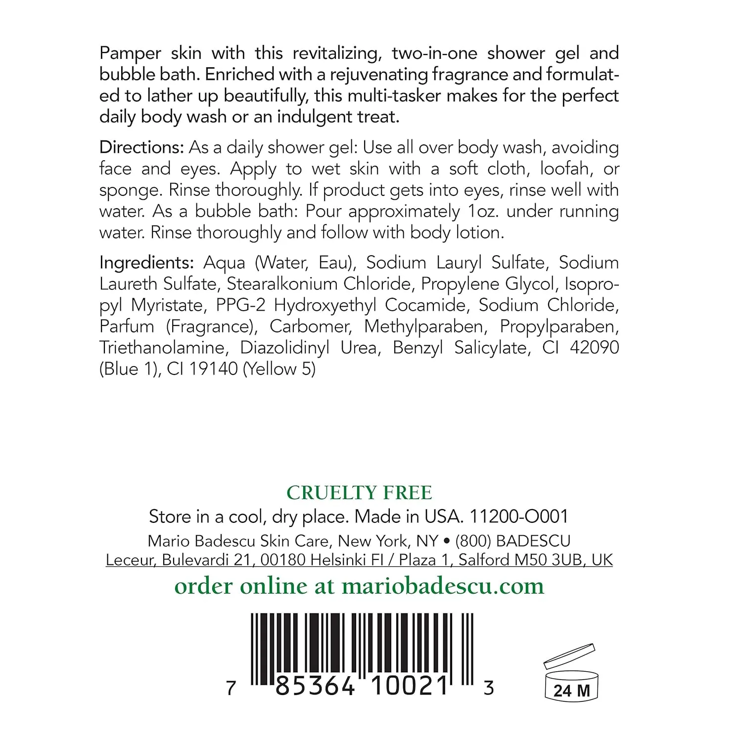Mario Badescu Seaweed Bubble Bath & Shower Gel - 2-в-1 увлажняющий гель для душа для мужчин и женщин с морским ароматом 473 мл (1 шт.) — фото 2