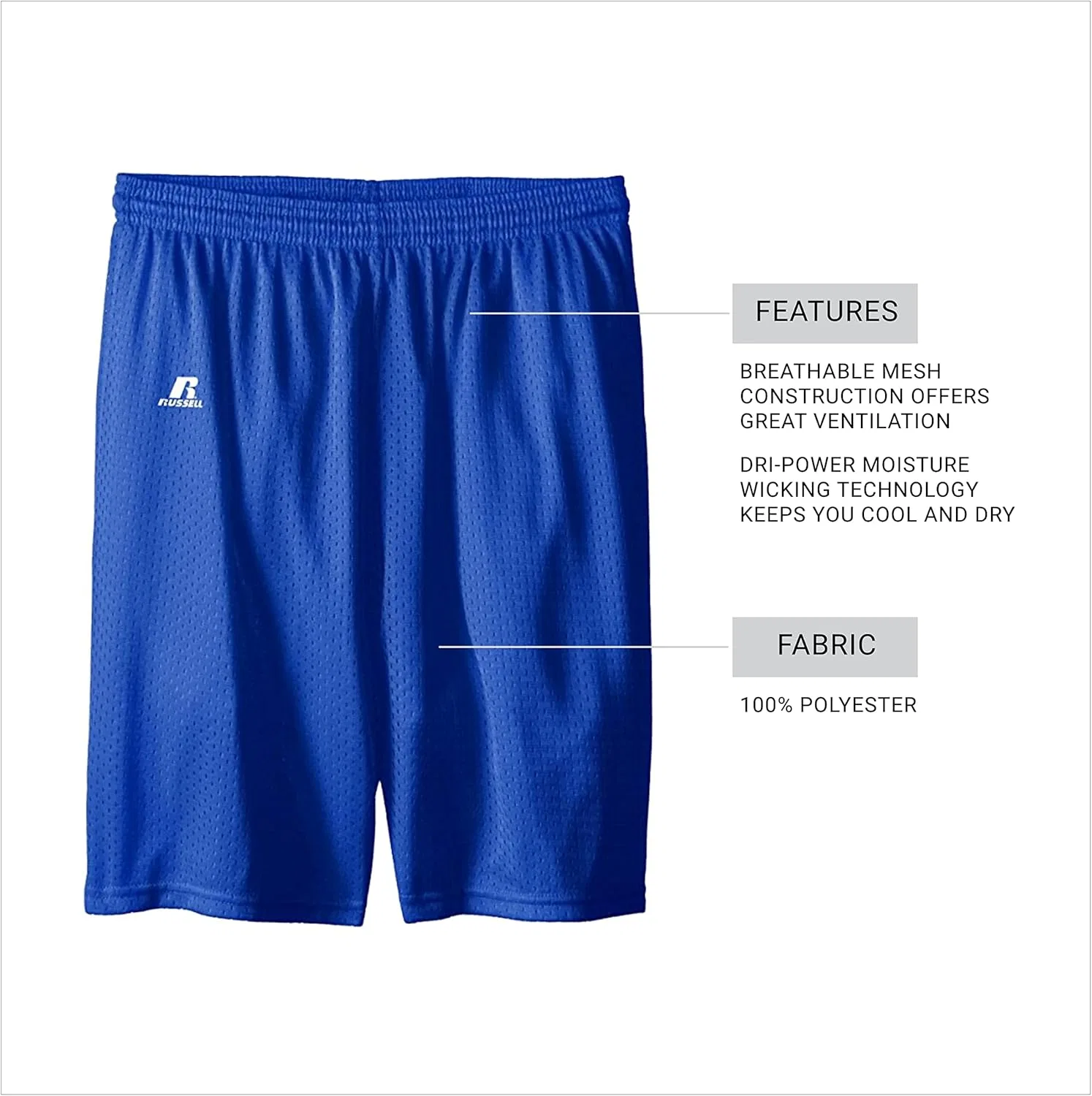 Детские сетчатые шорты Russell Athletic Big Boys' Youth, Royal — фото 4