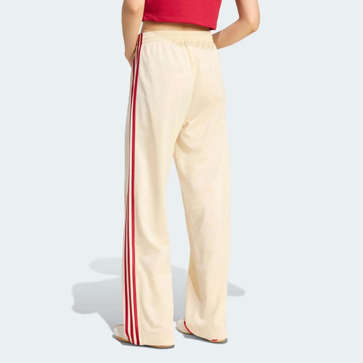 Брюки Adidas Originals с широкими штанинами Firebird кремового цвета — фото 3