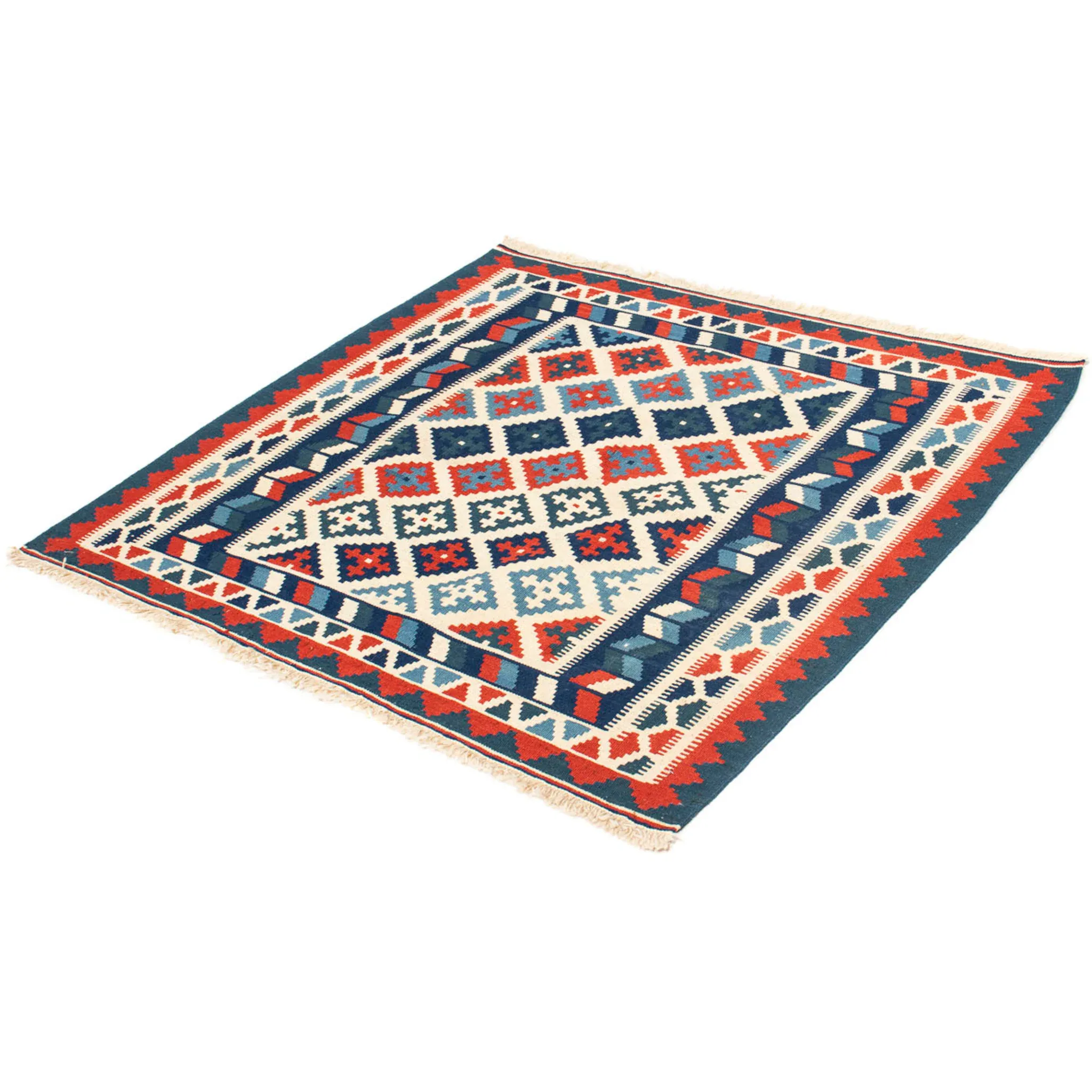 

Шерстяной ковер Morgenland «Kilim - Oriental Square - 100 x 100 см - бежевый», квадратный, высота 6 мм, гостиная, цельный
