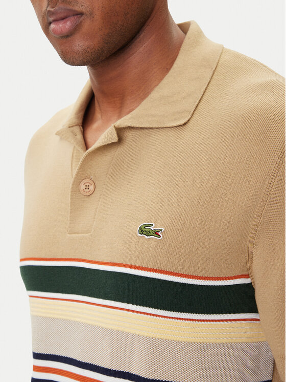 Поло regular fit AH5200 Lacoste, бежевый — фото 4