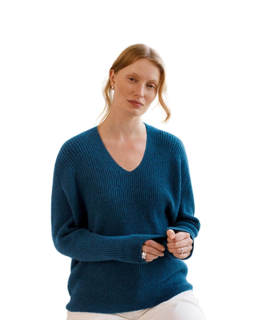 

Женский свитер Geelong Cocoon с V-образным вырезом Celtic & Co, Icelandic blue