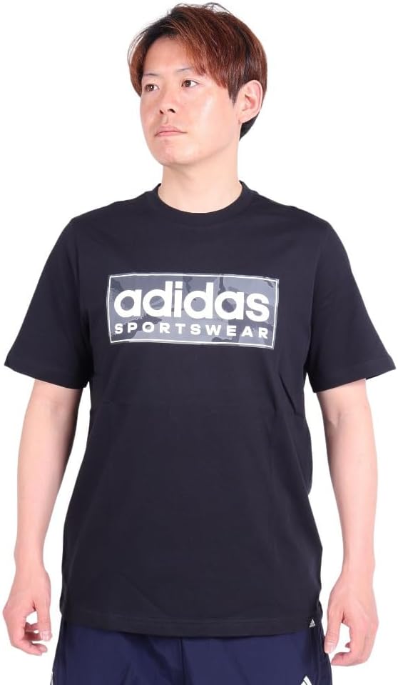 Мужская футболка с коротким рукавом и камуфляжным линейным рисунком KNC73 Adidas, черный — фото 2