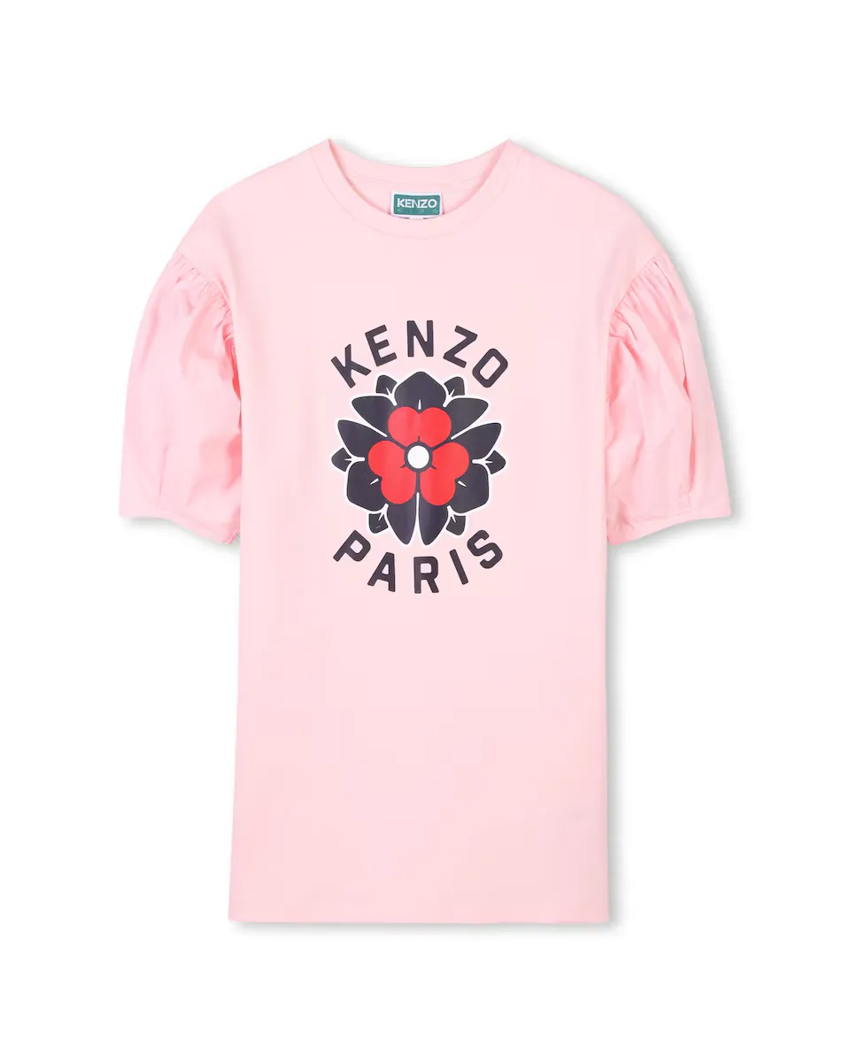 

Платье для девочки из хлопка с рисунком спереди Kenzo Kids, цвет Rosa