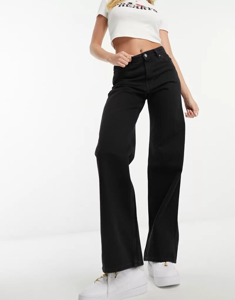 

Черные широкие джинсы Monki Yoko, Черный, Черные широкие джинсы Monki Yoko