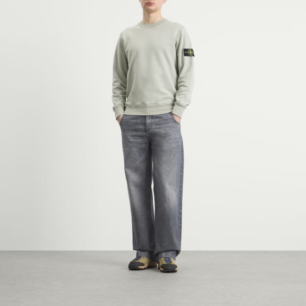Толстовка с круглым вырезом, окрашенная в готовом виде Stone Island, Sage — фото 4