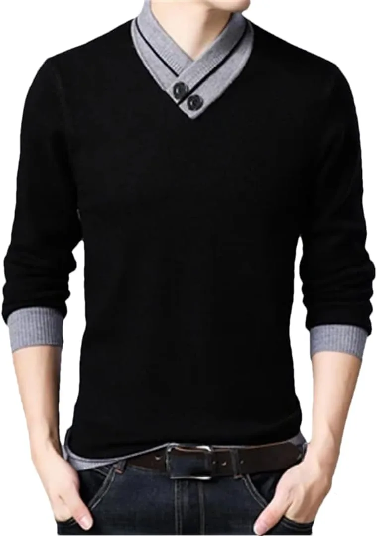 

Мужской вязаный свитер V-образным вырезом Casual Man Solidslim Fit Hdhdeueh