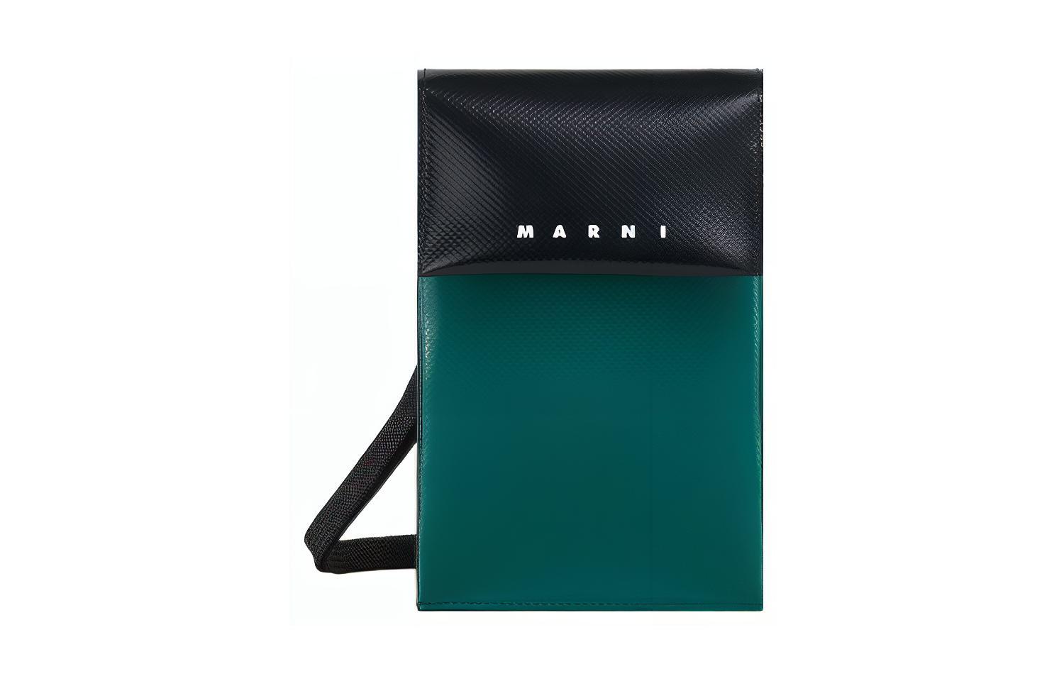 

MARNI Полиэстеровый наплечная сумка через плечевая сумка чехол для телефона мужской черный зеленый