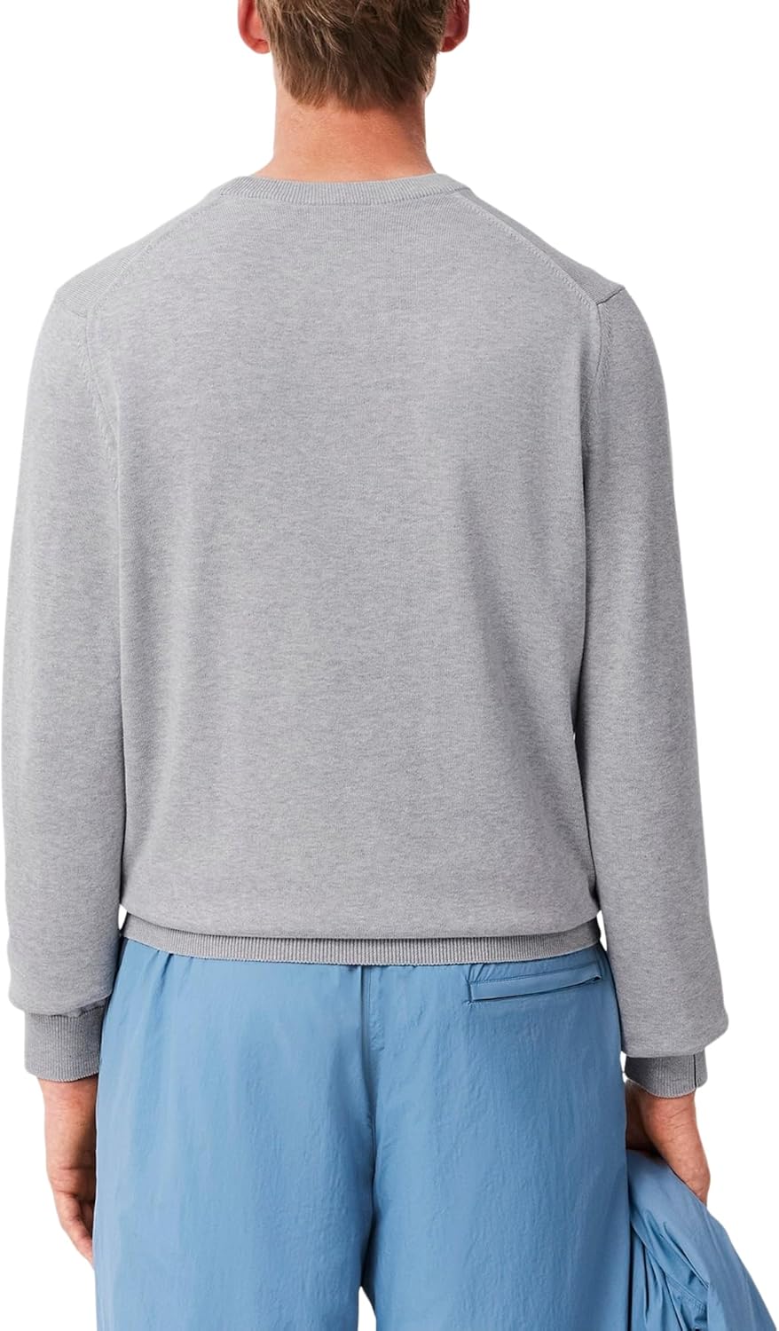 Lacoste мужской свитер с длинным рукавом и круглым вырезом, Regular Fit, Silver Chine — фото 3