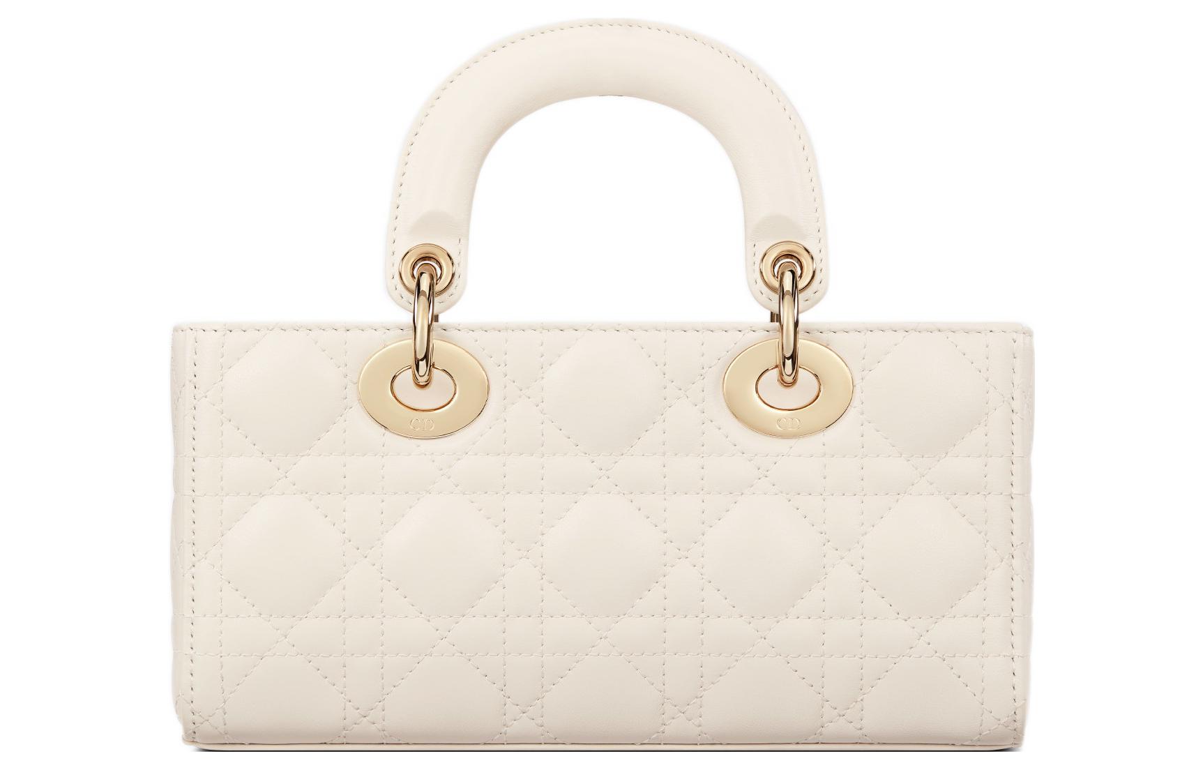 DIOR Сумка Lady D JOY из овчины через плечо кроссбоди женская молочно-белая — фото 3