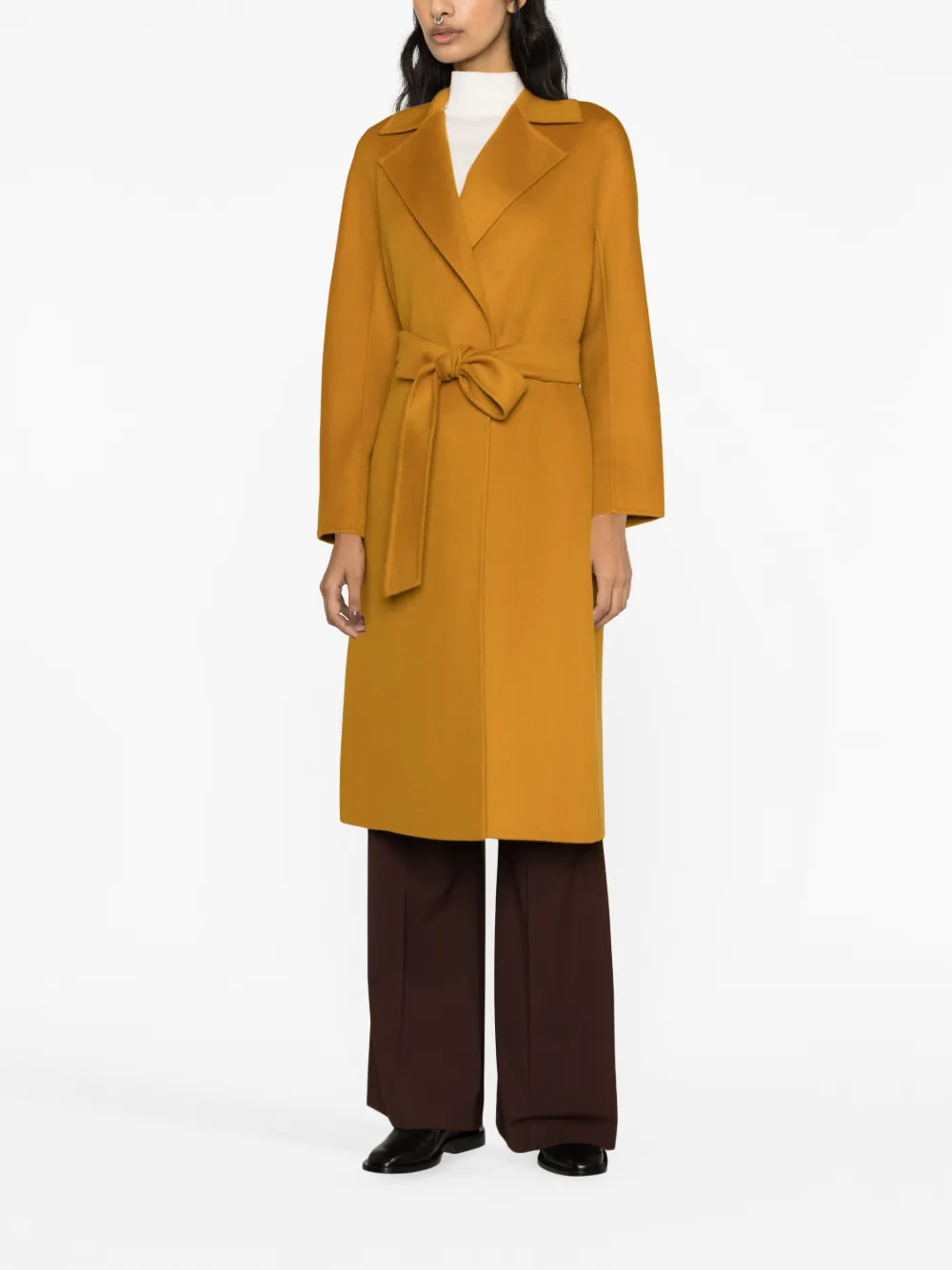 Трикотажное пальто с поясом Max Mara, оранжевый — фото 2