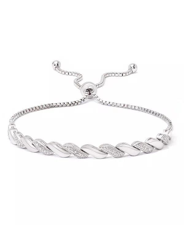 

Регулируемый браслет-браслет San Marco Link Bolo с бриллиантовым акцентом из серебра, золота или розового золота Macy'S, silver