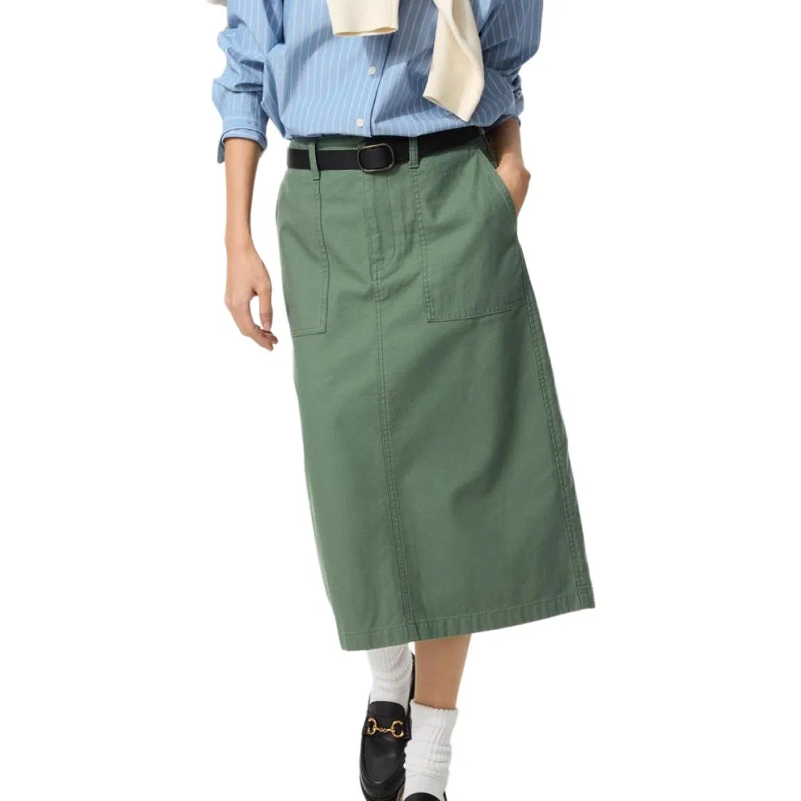 Женская повседневная длинная юбка UNIQLO, Grass Green