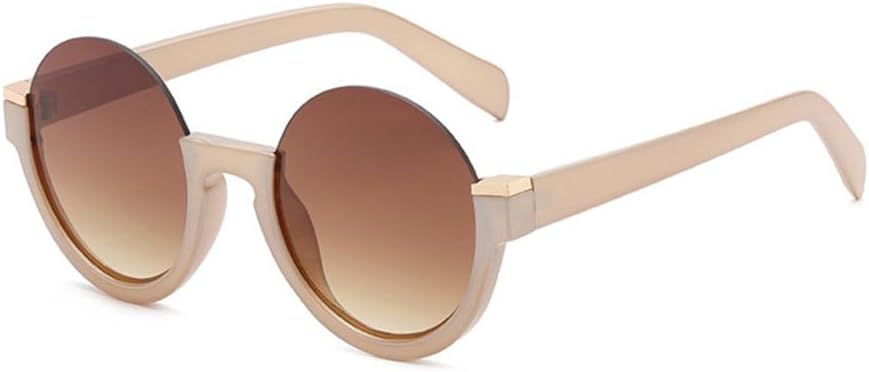 

2027 Модные полуободковые круглые солнцезащитные очки для женщин с градиентным линзовым покрытием, ретро-стиль, прозрачные линзы, оправа, защита от УФ-излучения UV400 MTZJH, Champagne Tea