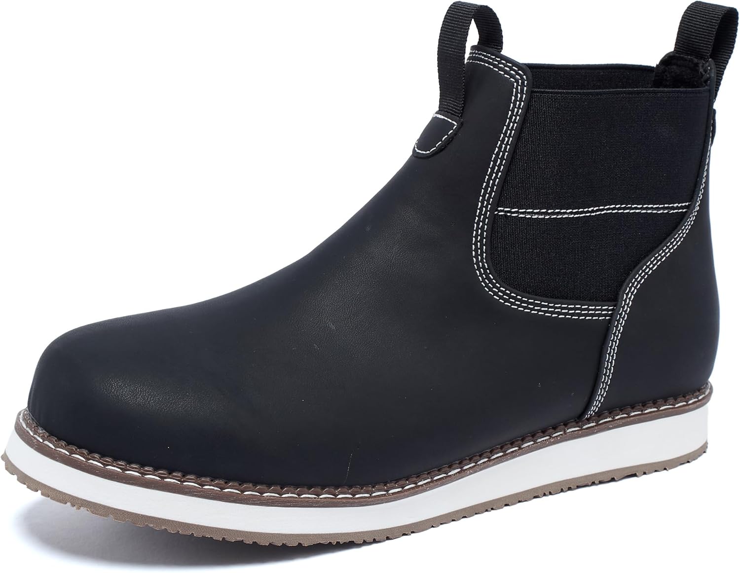 

Мужские премиальные кожаные слипоны-чельси, модные повседневные ботинки, деловые повседневные ботинки, высокие ботинки, мягкие, с подошвой из ЭВА против скольжения, износостойкие и долговечные Generic, черный