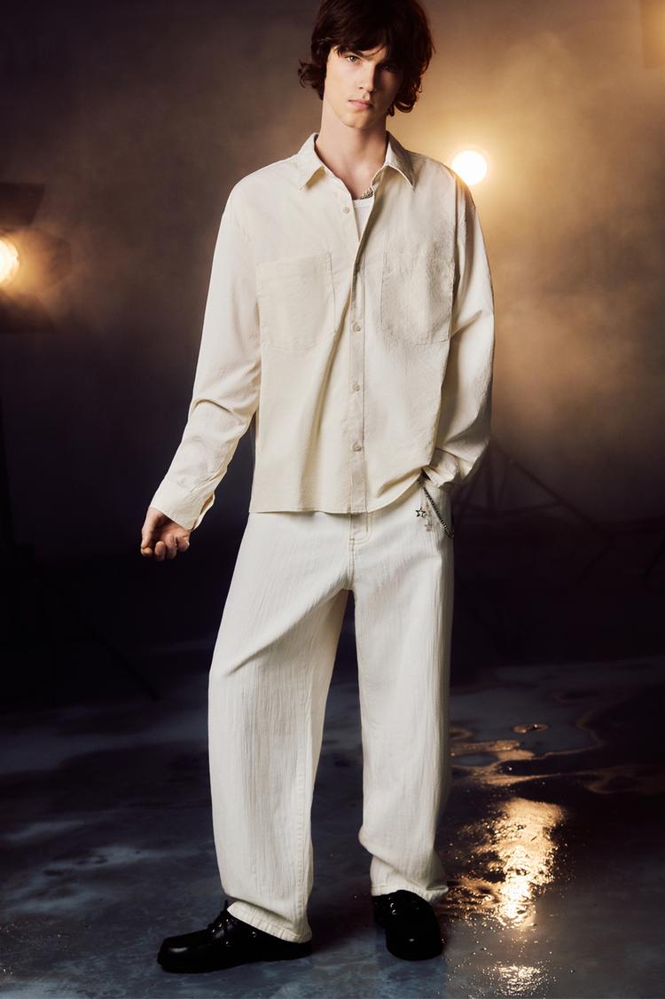 

Рубашка с длинным рукавом Pull And Bear, белый
