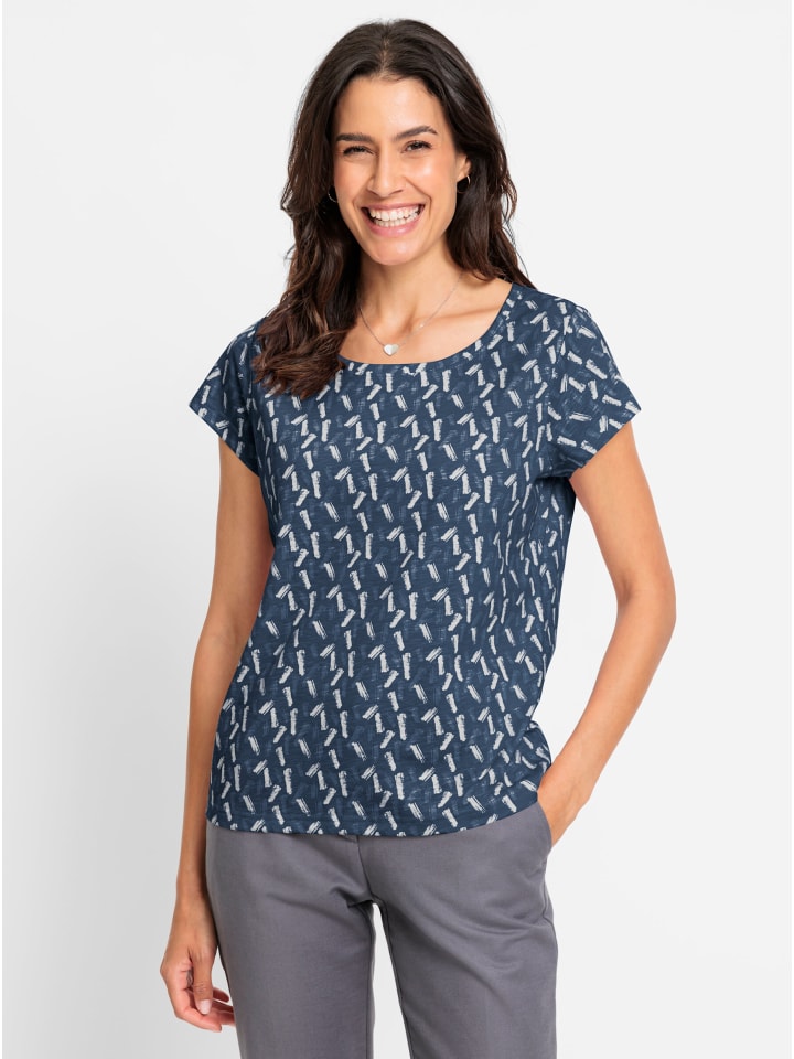 

Рубашка с круглым вырезом темно-синего цвета с принтом экрю WITT WEIDEN