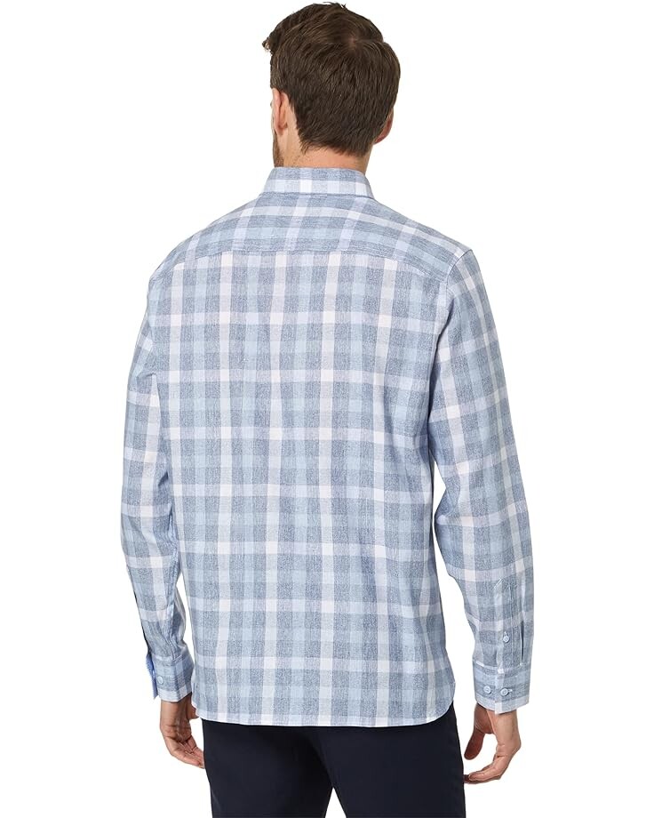 

Рубашка Johnston & Murphy Large Check Linen Shirt, синий