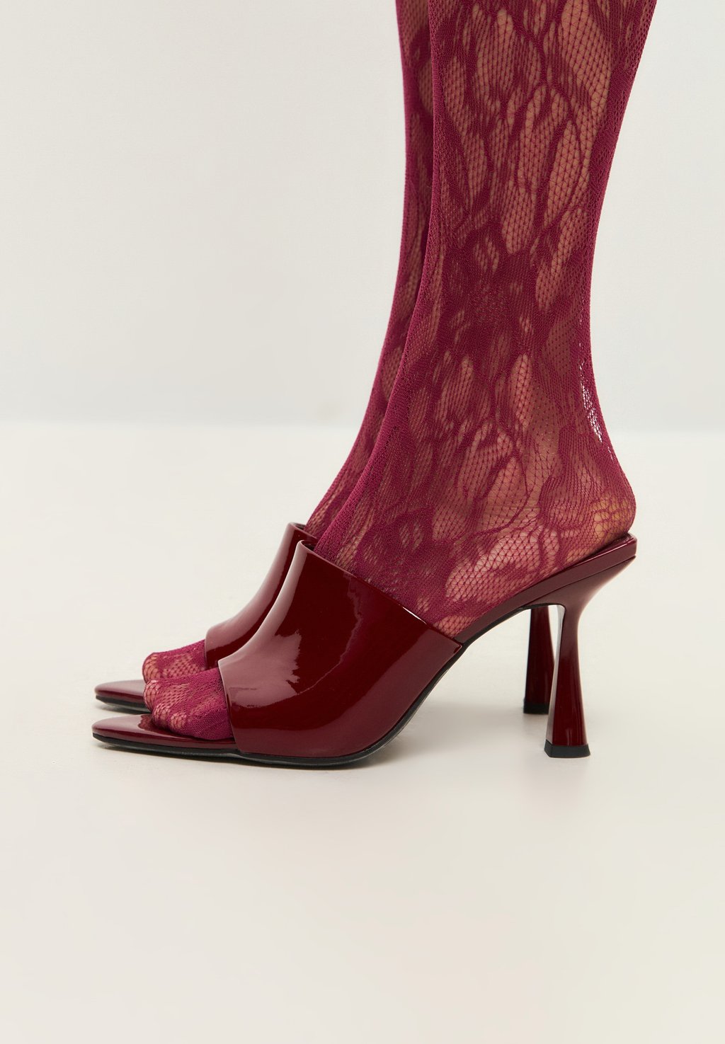 Мюли на каблуке OPEN TOE FLARED Cesare Gaspari, бургундия — фото 4