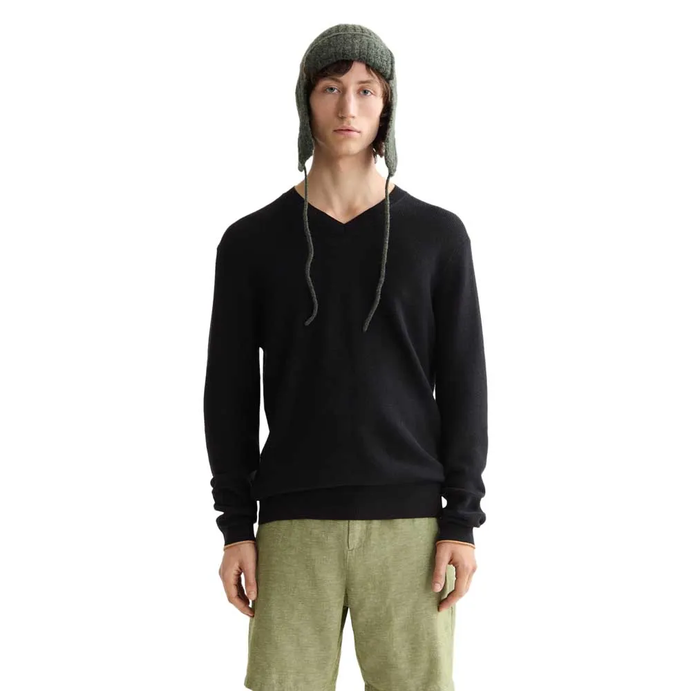 

Свитер Scotch & Soda Regular Fit Linen v neck, черный