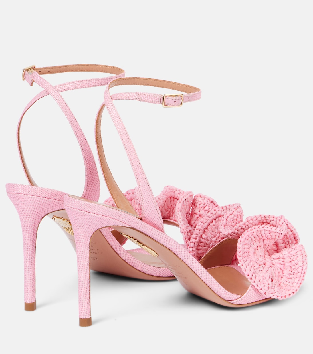 Тропические ночи 85 сандалии из рафии Aquazzura, Petal Rose — фото 2