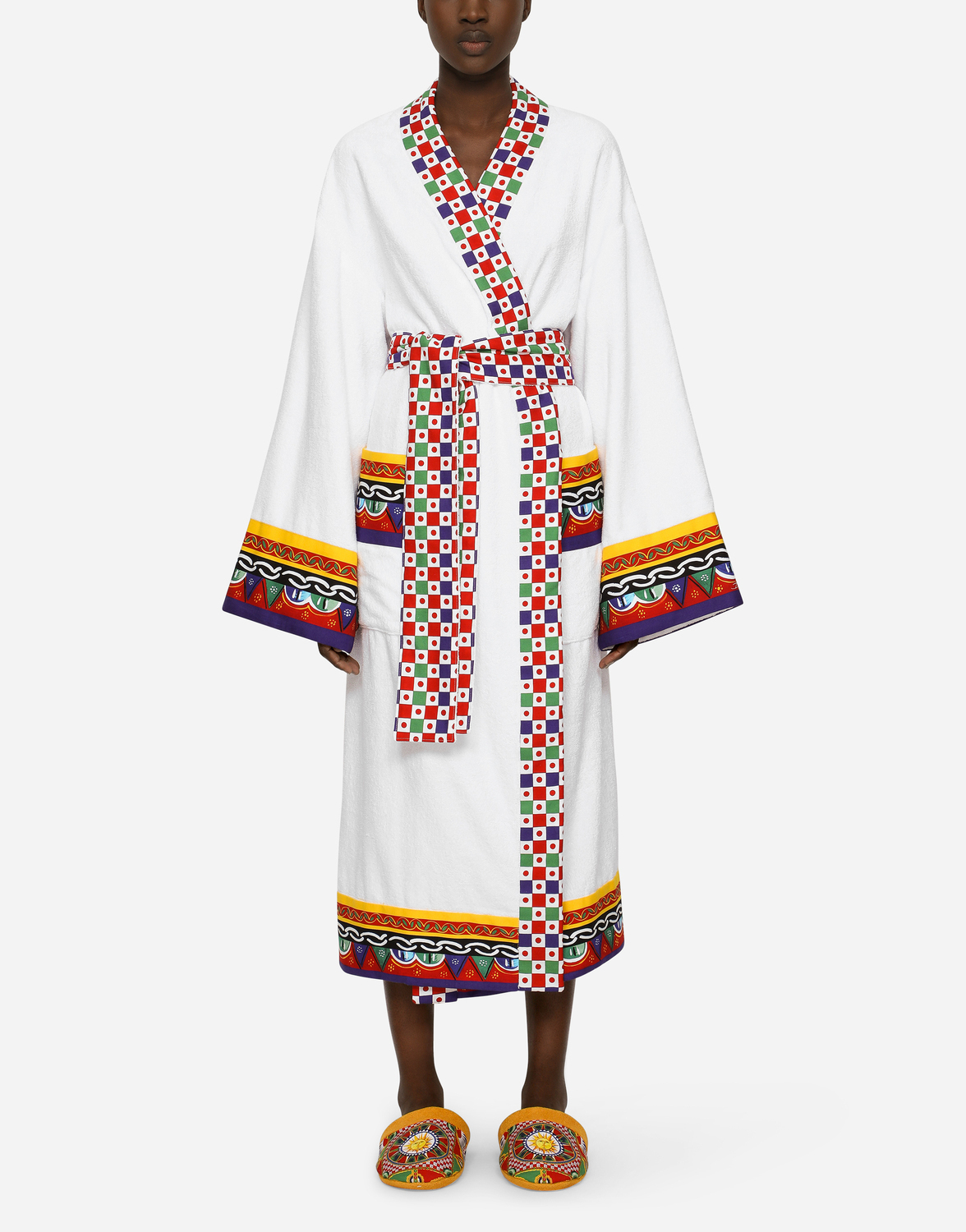 Махровый халат из хлопка Dolce & Gabbana, мультиколор — фото 3