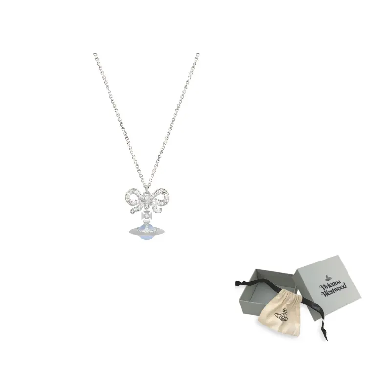 

Vivienne Westwood Подвеска Platinum Bowknot Blue Globe Saturn для женщин, серебро/синий