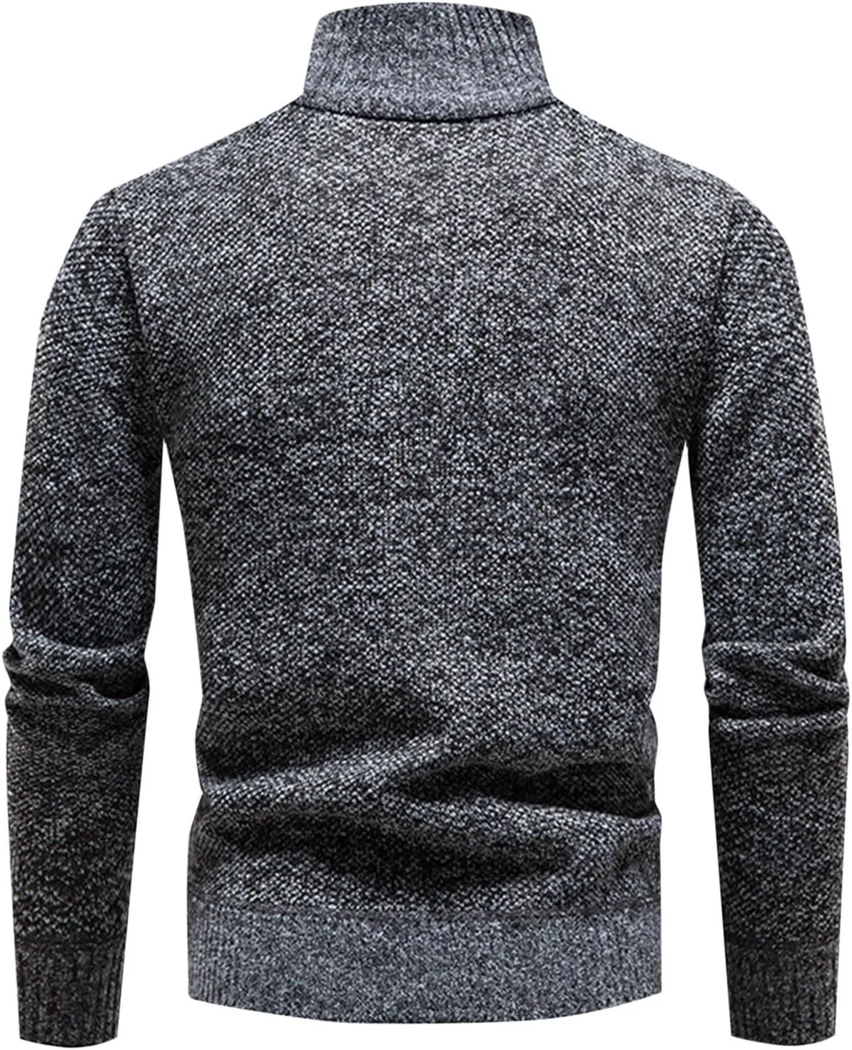 Мужской свитер с четвертью молнии Slim Fit, длинный рукав, вязаный, текстурированный, с высоким воротником — фото 3