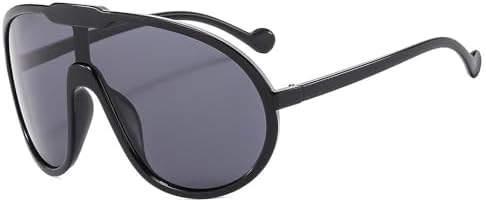 

Модные винтажные цельные солнцезащитные очки для женщин и мужчин, желтые, увеличенного размера, женские солнцезащитные очки с защитой от УФ-излучения UV400 MTZJH, Black Black