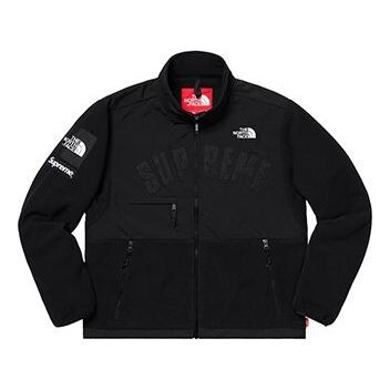 

Куртка x the north face arc logo denali fleece jacket 'black white' Supreme, черный