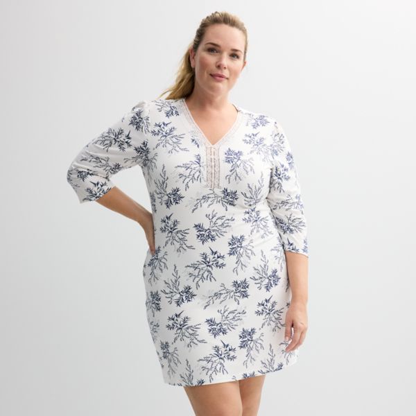 

Плюс сайт короткая ночная сорочка из микро-вельвета Miss Elaine Essentials, цвет ivory floral