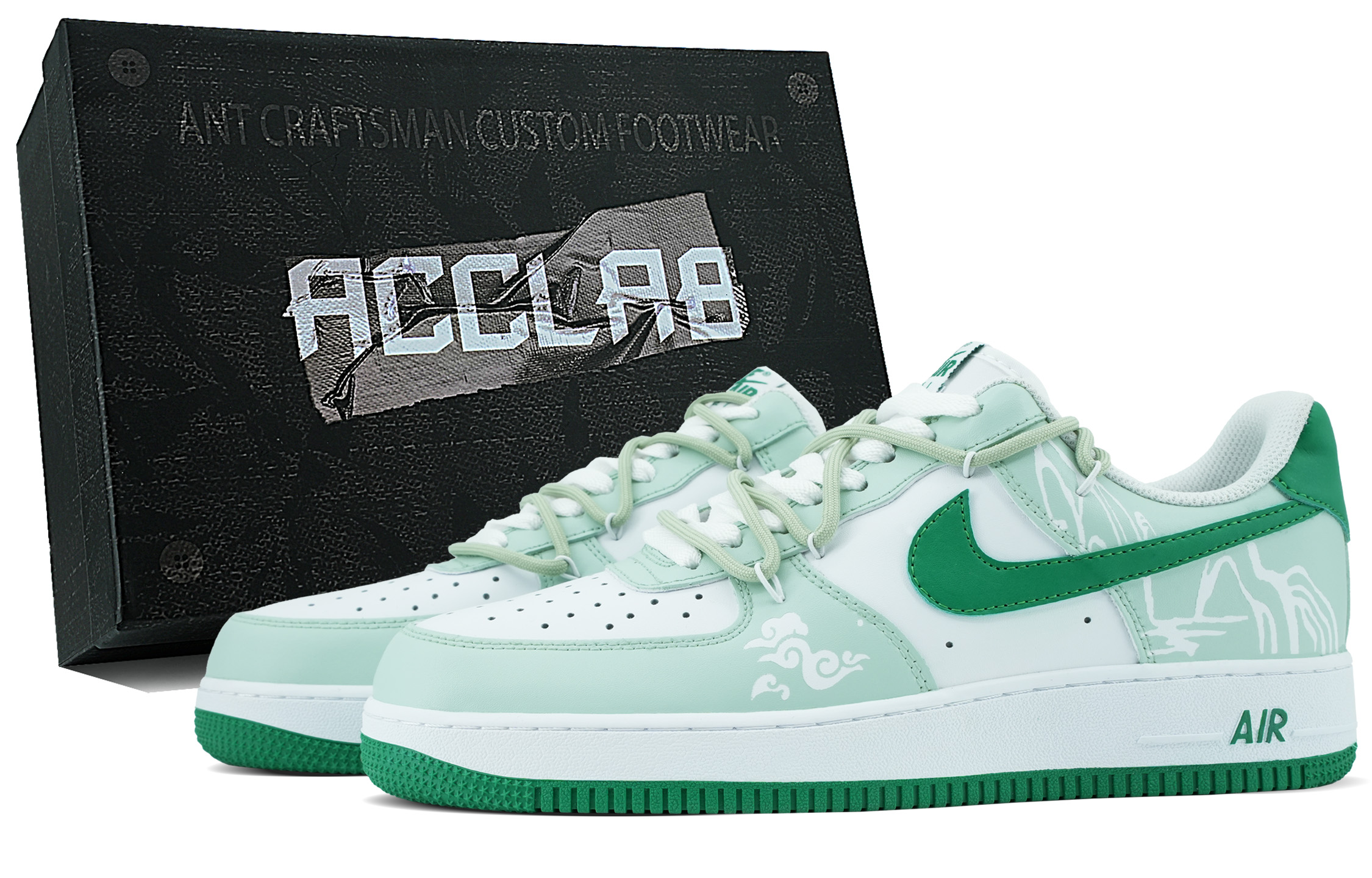 

Nike Кроссовки Air Force 1 для скейтбординга с низким верхом, износостойкие, мужские, белые, зеленые