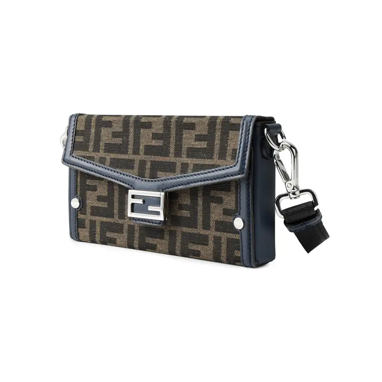 FENDI Кожаная сумка-сумка-багет через плечо мужская коричневая — фото 3