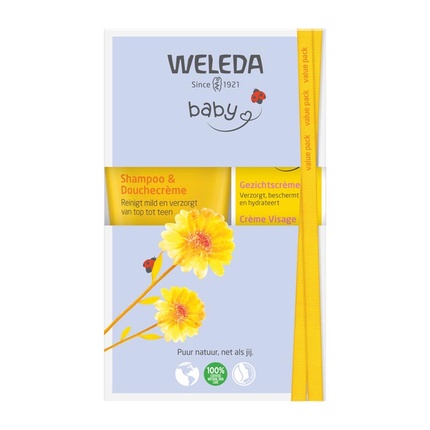 

Детский крем для лица с календулой + шампунь Weleda