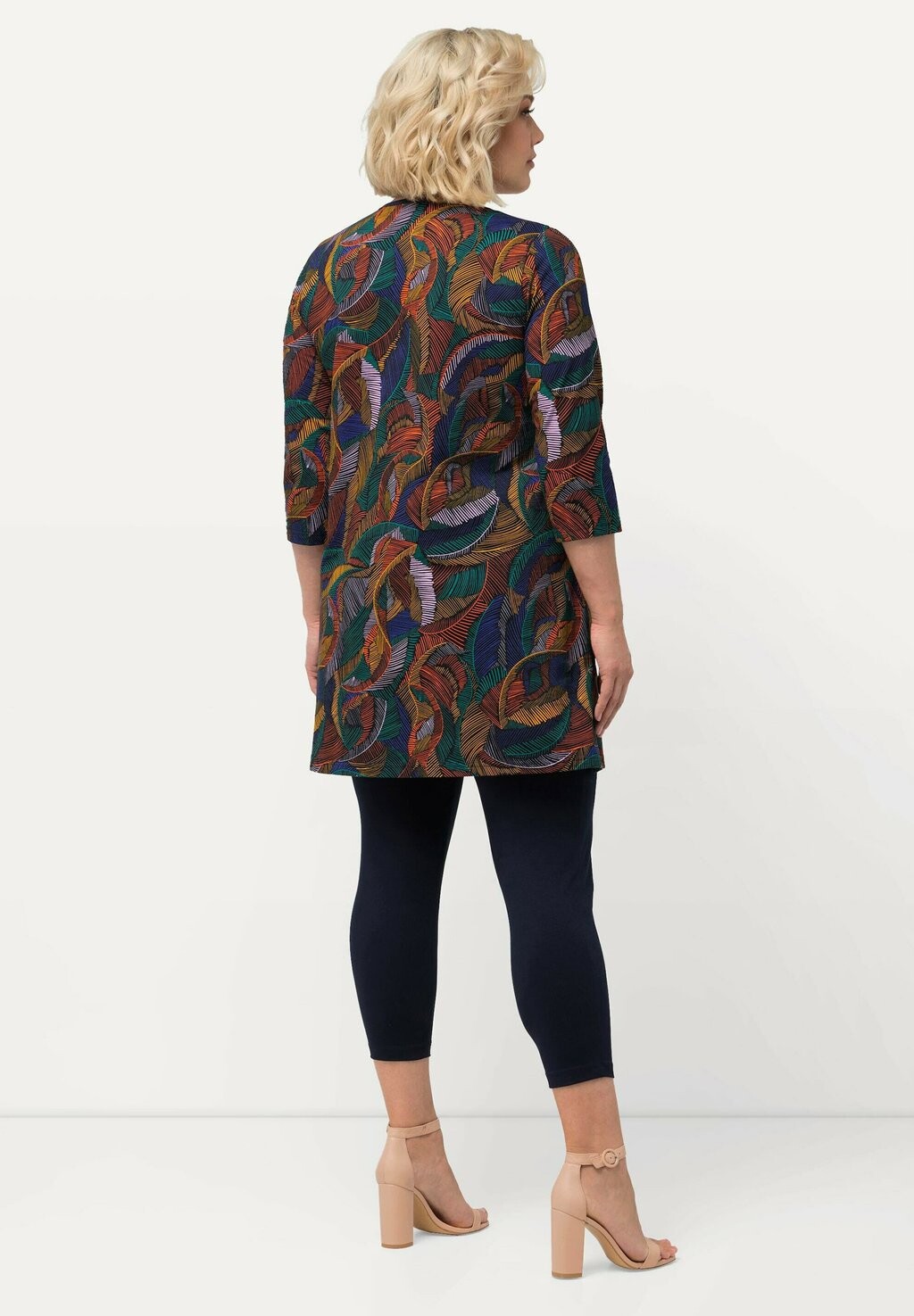 

Топ с длинными рукавами LEAF PRINT SWING SIDE SLIT Ulla Popken, синий
