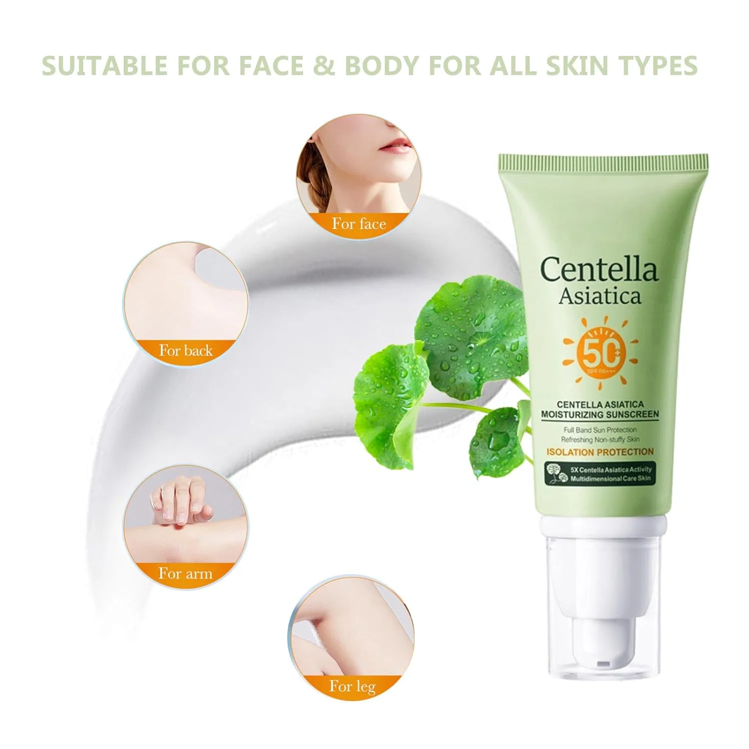 Увлажняющий солнцезащитный крем Centella Asiatica SPF50 Radiantre, 2 Pieces. — фото 4