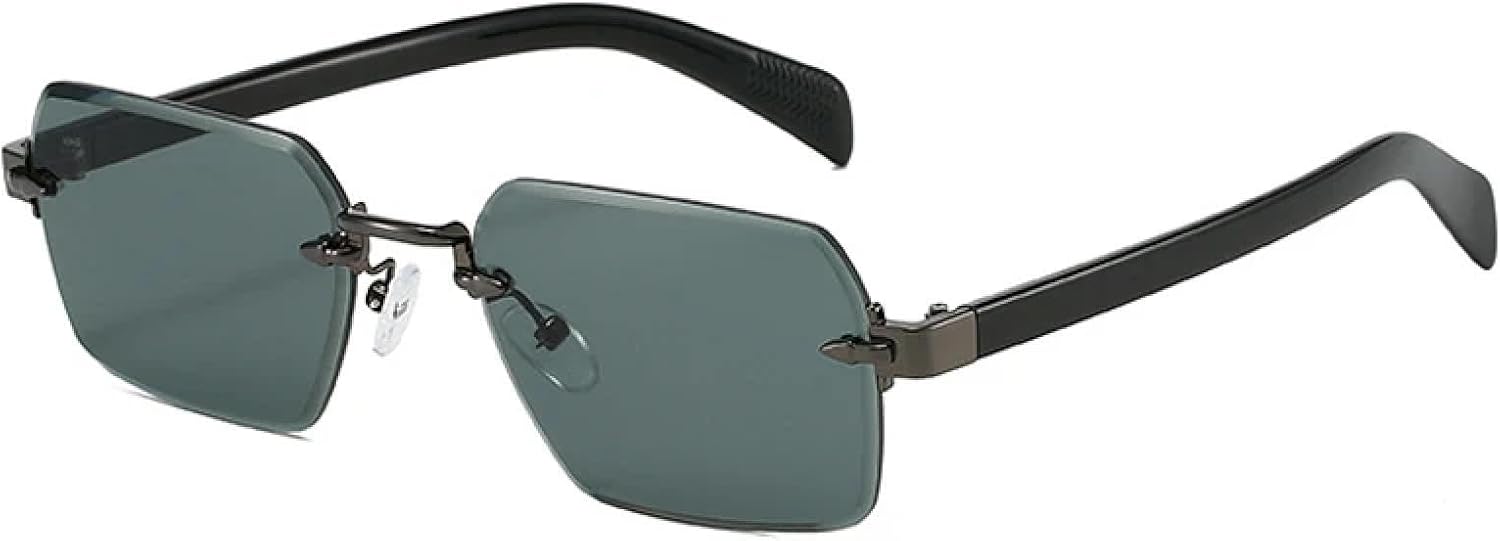 

Женские солнцезащитные очки без оправы, модные прозрачные градиентные линзы, защита от УФ-излучения UV400; мужские солнцезащитные очки в стиле панк TVTBBVV, Gun Green Gray