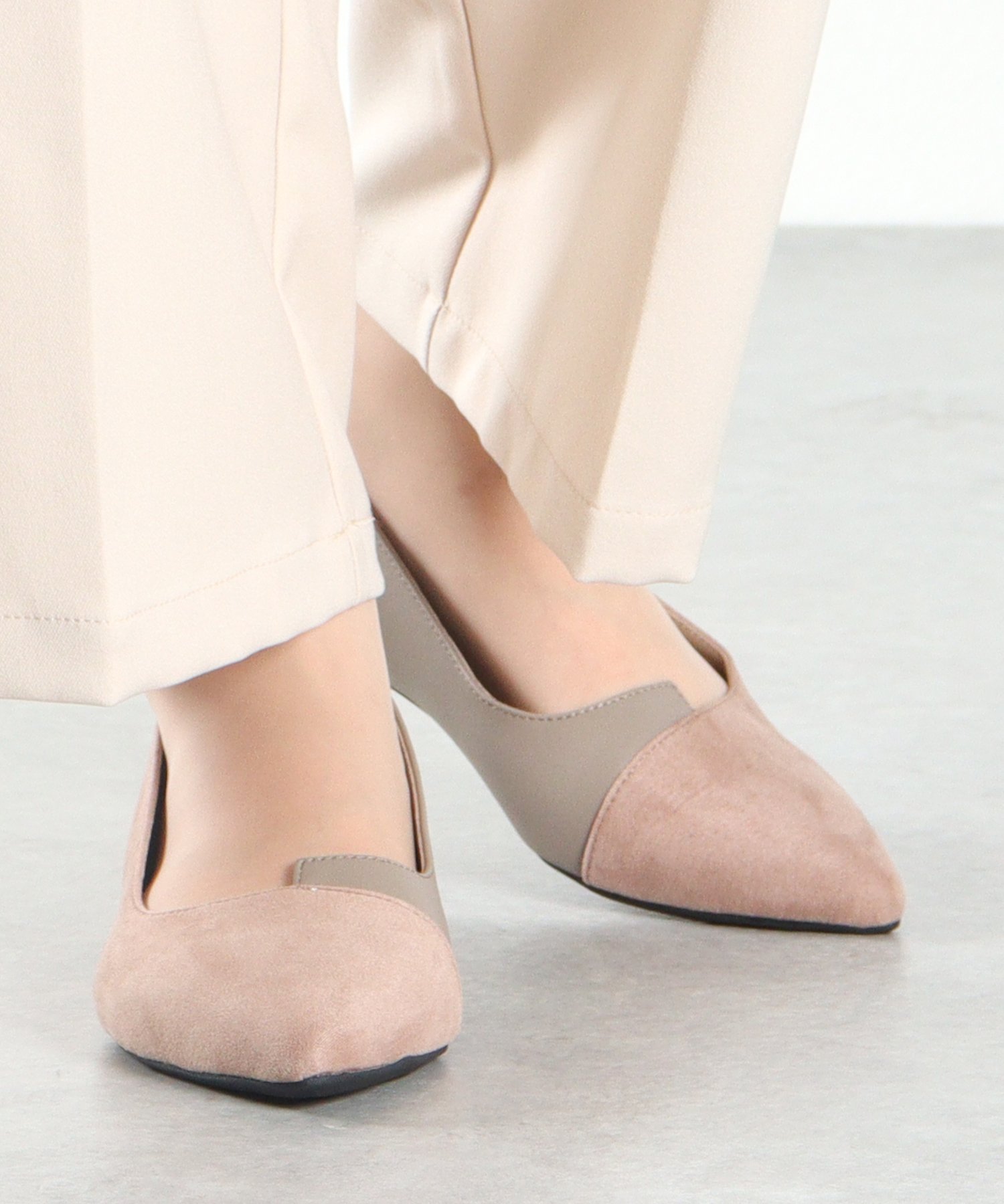 Переключаемые плоские Туфли с заостренным концом 1182 Libertydoll, Gray beige suede PU — фото 2