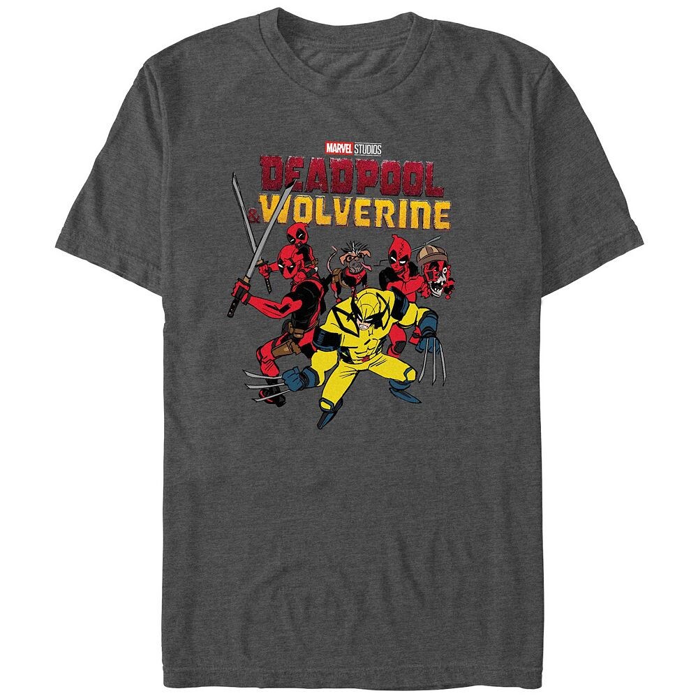 

Мужская футболка с графическим рисунком Marvel Deadpool And Wolverine Deadpool Family Outing, цвет Charcoal Heather