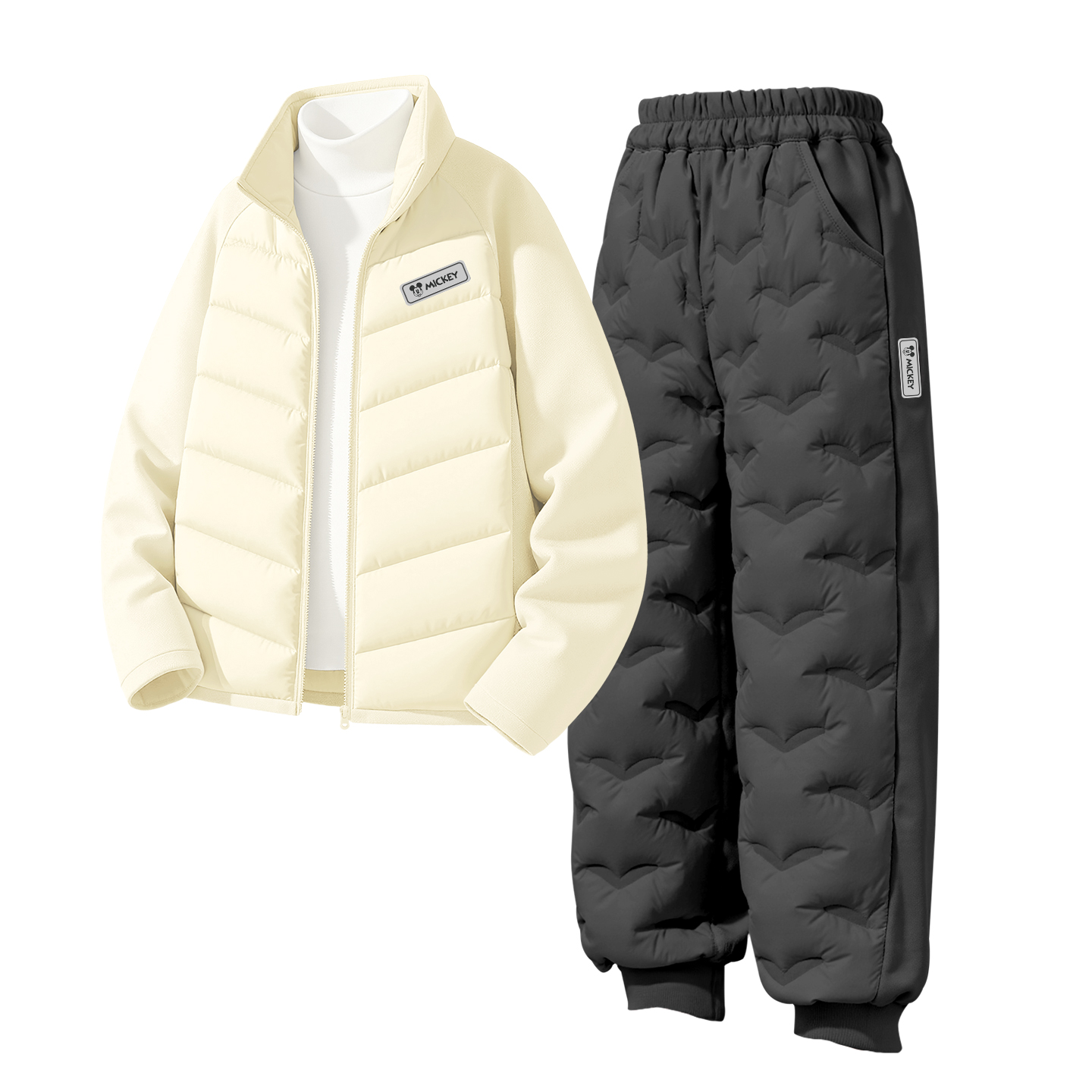 

Детская повседневная спортивная одежда Disney, [thickened and fleece-lined]dih square hook-and-loop k экрю+dih square hook-and-loop k темно-серый