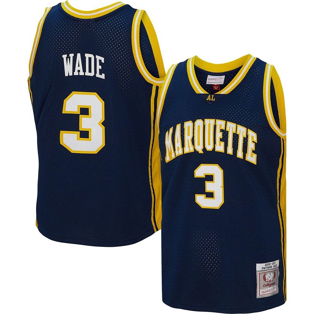 

Мужская темно-синяя майка Mitchell & Ness Dwyane Wade Marquette Golden Eagles Player Swingman, цвет Mrq Navy