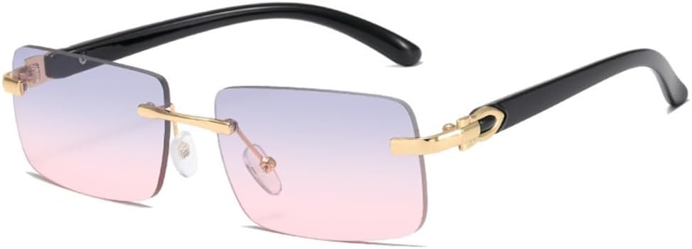 

Модные прямоугольные солнцезащитные очки без оправы для женщин, ретро-очки для мужчин, роскошные очки с защитой от УФ-излучения UV400 и градиентным переходом цвета, SUN258 Generic, C5 Grey Pink