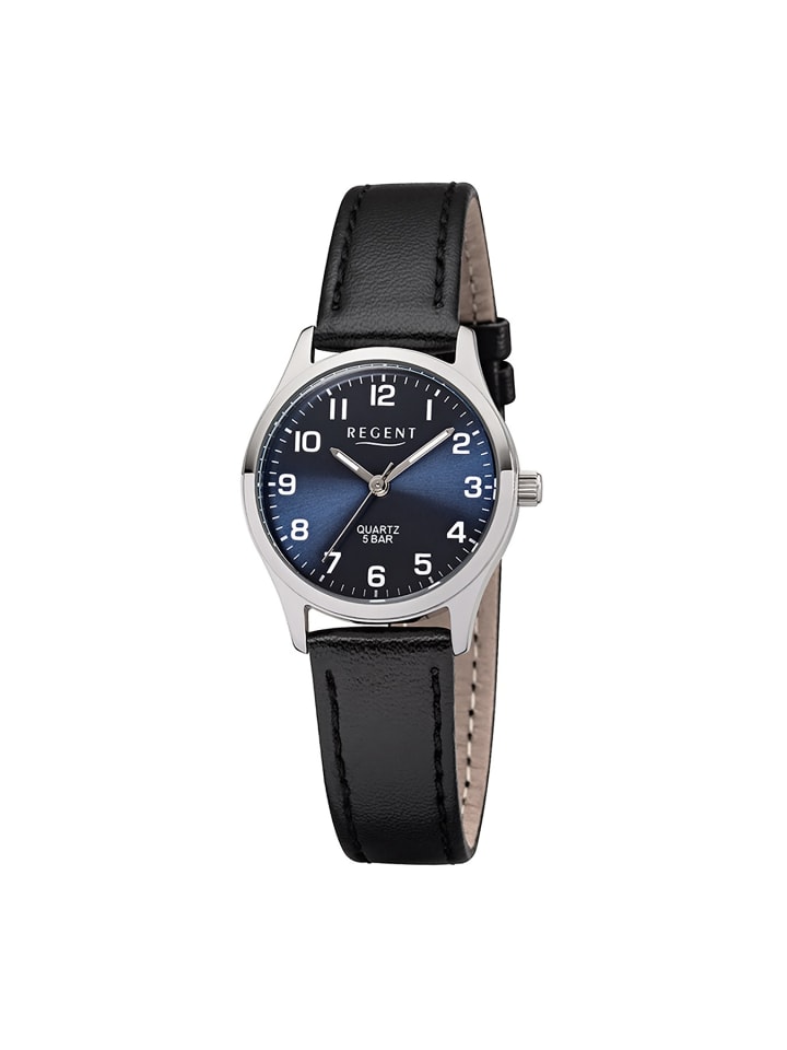 

Небольшие черные аналоговые наручные часы (примерно 29 мм) с кожаным ремешком Regent